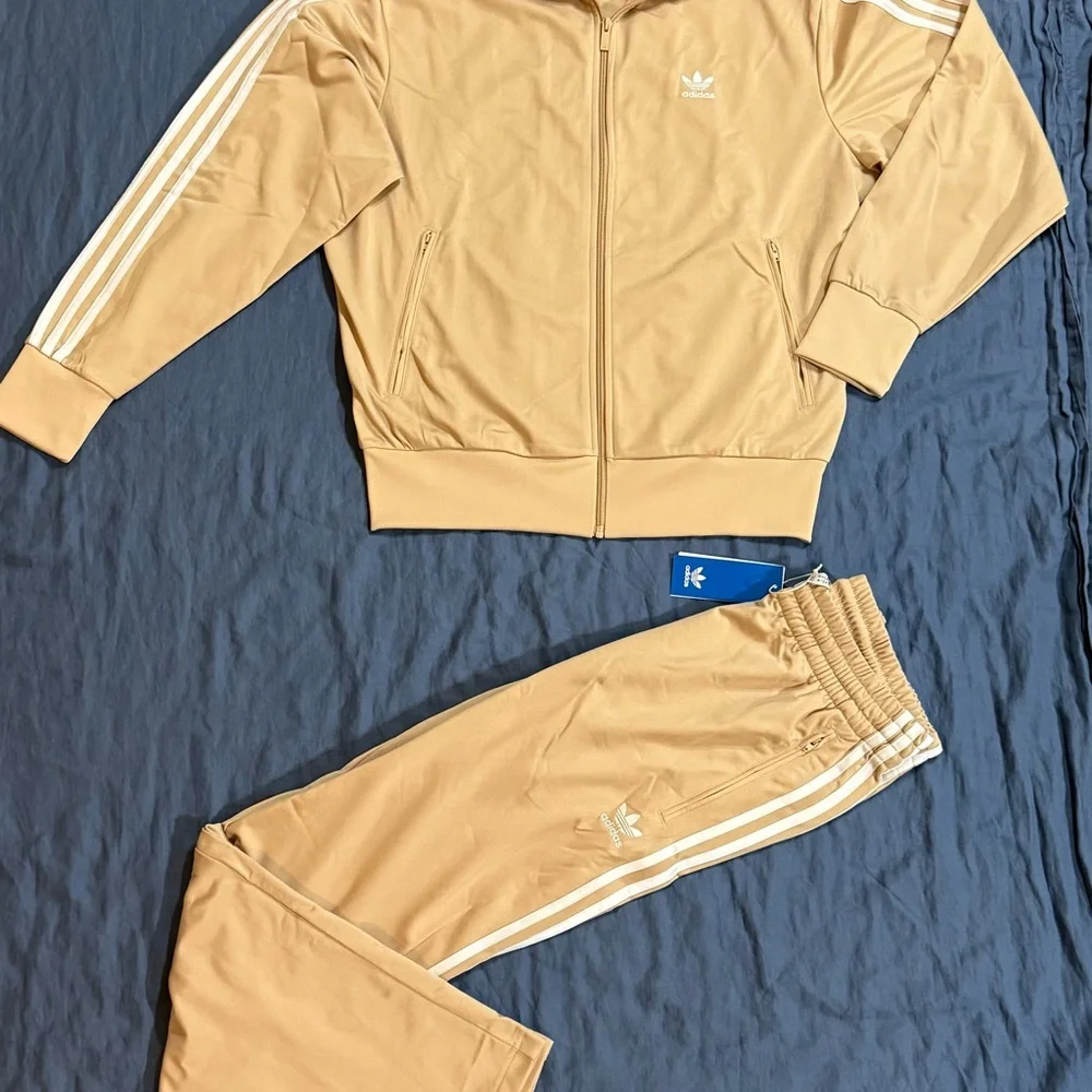ADIDAS Originals Firebird Mens Tracksuit Jacket & Pants Set Beige Sz M,L,XL